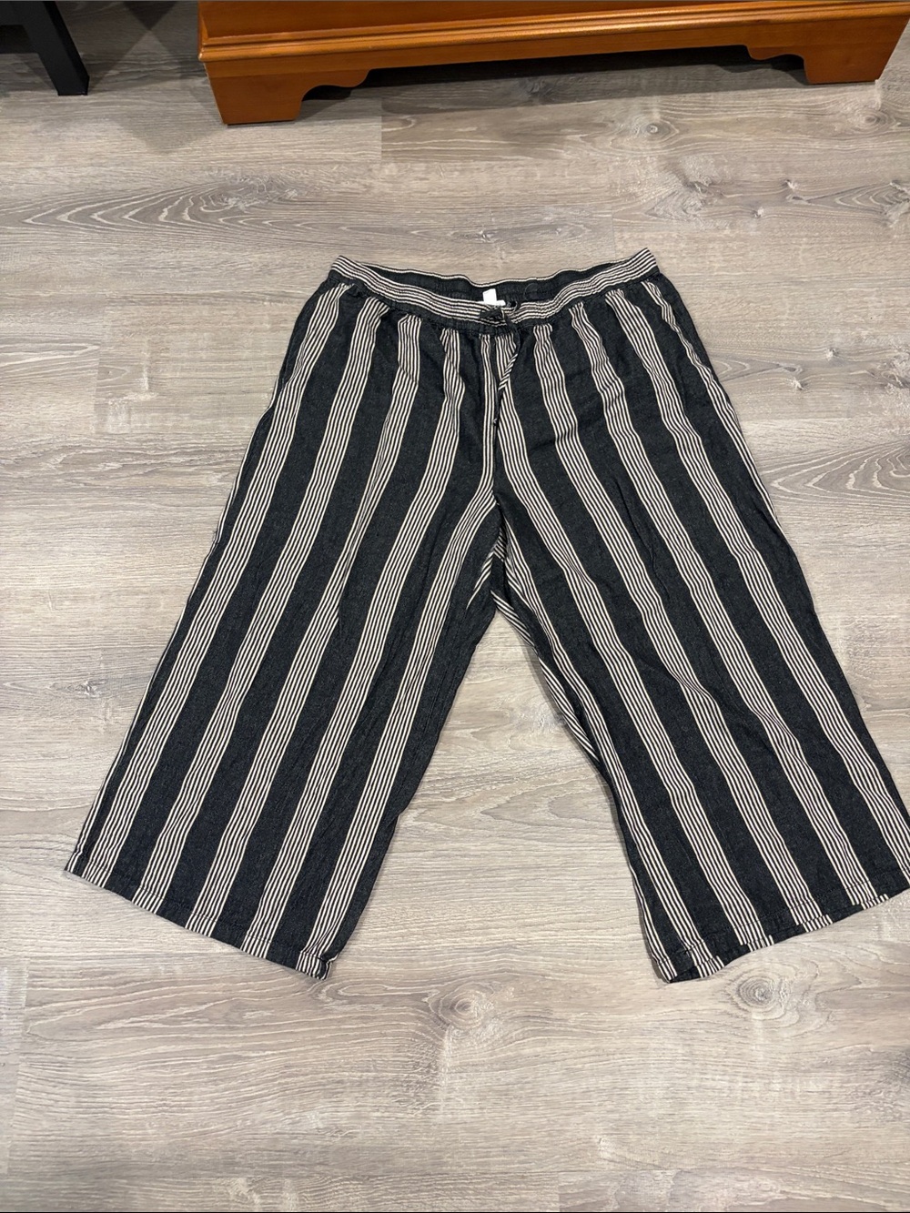 Tribal Black and White Wide Leg Striped Pants